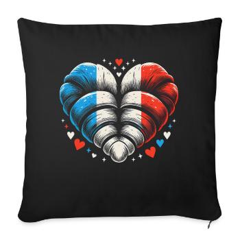 Français Croissant Art - cadeau drôle - Housse de coussin décorative 45 x 45 cm - noir - Devant