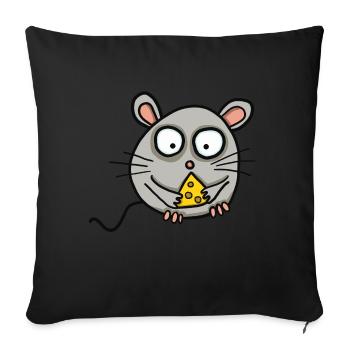 Mouse with cheese - Sofa pillowcase 17,3'' x 17,3'' (45 x 45 cm) - black - Front
