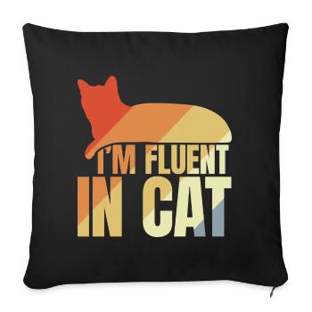 Je parle couramment le chat - Housse de coussin décorative 45 x 45 cm - noir - Devant