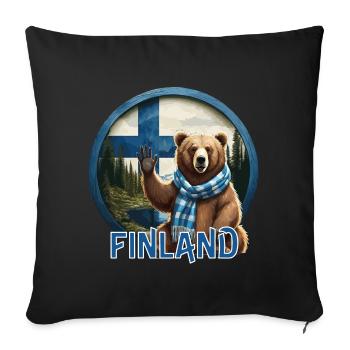 Finland - Finnland - Suomi - Sofakissenbezug 45 x 45 cm - Schwarz - Vorne