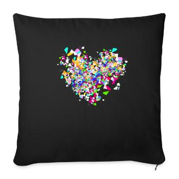 Confetti, Heart, Carnival, Confetti Heart - Sofa pillowcase 17,3'' x 17,3'' (45 x 45 cm) - black - Front