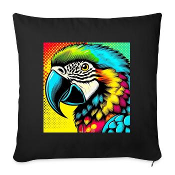Perroquet Pop Art - Housse de coussin décorative 45 x 45 cm - noir - Devant