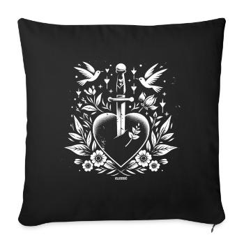 Heart Dagger - Sofa pillowcase 17,3'' x 17,3'' (45 x 45 cm) - black - Front