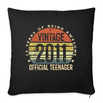 Vintage 2011 Official Teenager 13th Birthday Gifts - Housse de coussin décorative 45 x 45 cm - noir - Devant