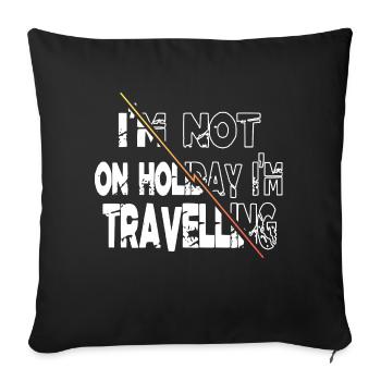 outdoors eat sleep travel repeat france - Sofa pillowcase 17,3'' x 17,3'' (45 x 45 cm) - black - Front