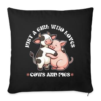Drôle d’amant des animaux de la ferme porcelet fermier cochon vache - Housse de coussin décorative 45 x 45 cm - noir - Devant