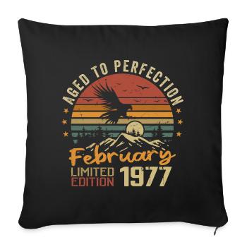 Né en Fevrier 1977 Anniversaire 1977 Février - Housse de coussin décorative 45 x 45 cm - noir - Devant