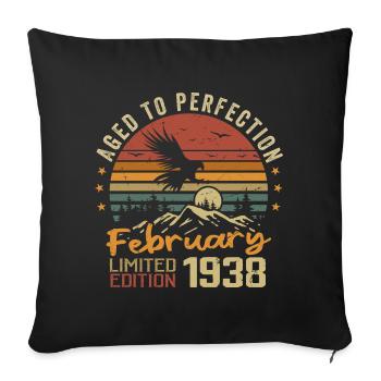 Born in February 1938 Birthday 1938 February - Sofa pillowcase 17,3'' x 17,3'' (45 x 45 cm) - black - Front
