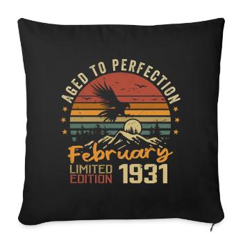 Né en Fevrier 1931 Anniversaire 1931 Février - Housse de coussin décorative 45 x 45 cm - noir - Devant