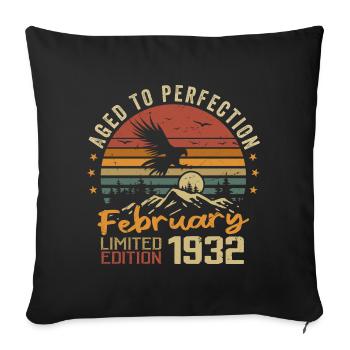 Born February 1932 Birthday February 1932 - Sofa pillowcase 17,3'' x 17,3'' (45 x 45 cm) - black - Front