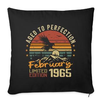 Né en Fevrier 1965 Anniversaire 1965 Février - Housse de coussin décorative 45 x 45 cm - noir - Devant