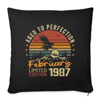 Born in February 1987 Birthday 1987 February - Sofa pillowcase 17,3'' x 17,3'' (45 x 45 cm) - black - Front