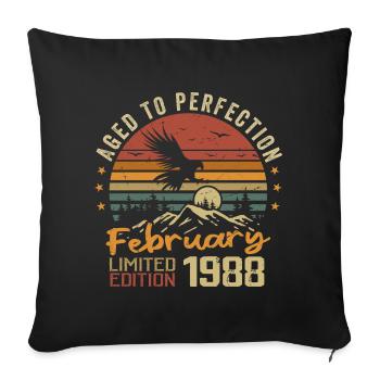 Né en Fevrier 1988 Anniversaire 1988 Février - Housse de coussin décorative 45 x 45 cm - noir - Devant