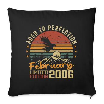 Born in February 2006 Birthday 2006 February - Sofa pillowcase 17,3'' x 17,3'' (45 x 45 cm) - black - Front
