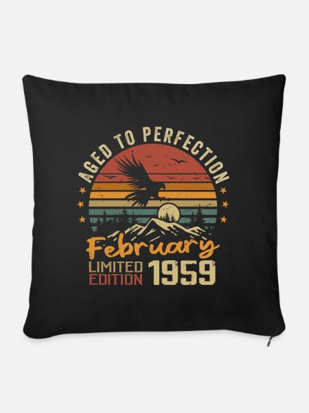 Geboren im Februar 1959 Geburtstag 1959 Februar - Sofakissenbezug 45 x 45 cm - Schwarz