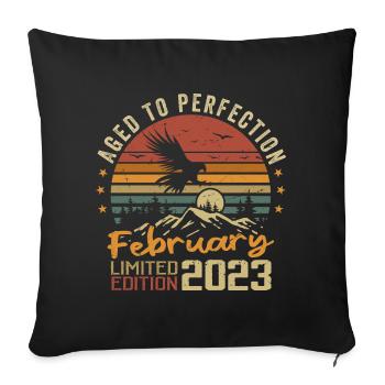 Born in February 2023 Birthday 2023 February - Sofa pillowcase 17,3'' x 17,3'' (45 x 45 cm) - black - Front