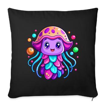 Méduse mignonne - Housse de coussin décorative 45 x 45 cm - noir - Devant