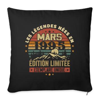 Vintage 1995 March Retro Anniversary Gift 1995 - Sofa pillowcase 17,3'' x 17,3'' (45 x 45 cm) - black - Front