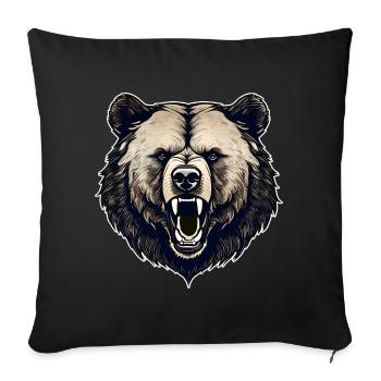 Fier ours rugissant dans un style rétro - Housse de coussin décorative 45 x 45 cm - noir - Devant