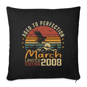 The Legends were born in March 2008 Vintage Retro - Sofa pillowcase 17,3'' x 17,3'' (45 x 45 cm) - black - Front
