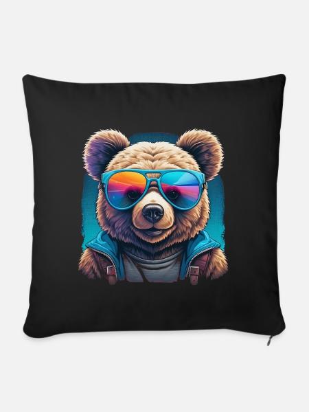 Cooler Teddy - Sofakissenbezug 45 x 45 cm - Schwarz