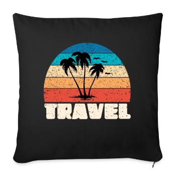Reise Sunset in vintage Palme - Sofakissenbezug 45 x 45 cm - Schwarz - Vorne