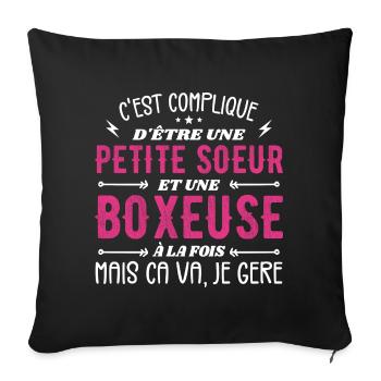 Petite Soeur et Une Boxeuse - Housse de coussin décorative 45 x 45 cm - noir - Devant