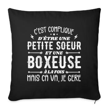 Petite Soeur et Une Boxeuse - Housse de coussin décorative 45 x 45 cm - noir - Devant