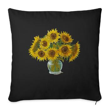 Tournesols dans le style de Vincent van Gogh - Housse de coussin décorative 45 x 45 cm - noir - Devant