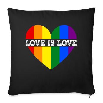 Gay Lesbienne Pride Arc-en-ciel Coeur LGBT L’amour c’est l’amour - Housse de coussin décorative 45 x 45 cm - noir - Devant