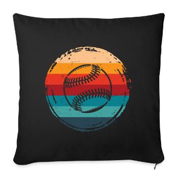 Cercle Grunge Rétro Baseball - Housse de coussin décorative 45 x 45 cm - noir - Devant