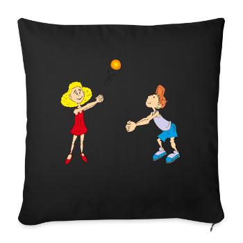 Kids play volleyball - Sofa pillowcase 17,3'' x 17,3'' (45 x 45 cm) - black - Front