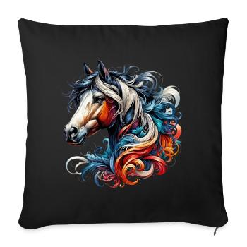 Horse - Sofa pillowcase 17,3'' x 17,3'' (45 x 45 cm) - black - Front