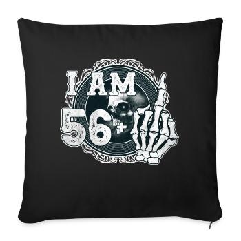 I'm 56 plus 1 middle finger Skull funny 57th - Sofa pillowcase 17,3'' x 17,3'' (45 x 45 cm) - black - Front