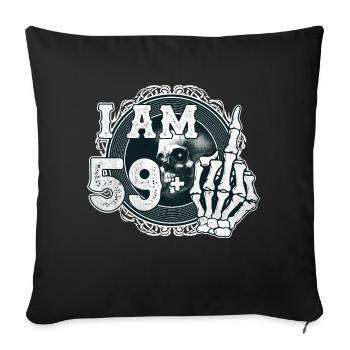 I'm 59 plus 1 middle finger Skull funny 60th - Sofa pillowcase 17,3'' x 17,3'' (45 x 45 cm) - black - Front