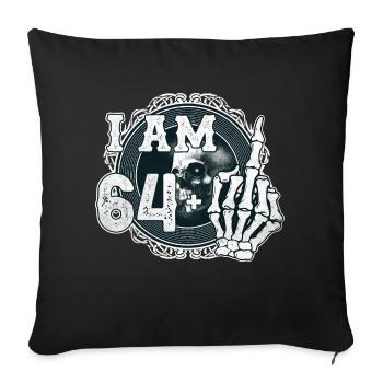 I'm 64 plus 1 middle finger Skull funny 65th - Sofa pillowcase 17,3'' x 17,3'' (45 x 45 cm) - black - Front