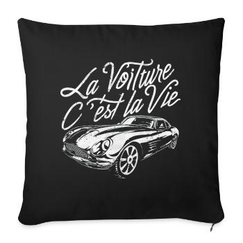 La voiture c'est la vie humour anniversaire - Housse de coussin décorative 45 x 45 cm - noir - Devant