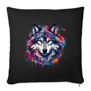 Loup - Housse de coussin décorative 45 x 45 cm - noir - Devant