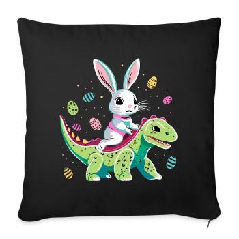 Easter Bunny Rides Dinosaur - Sofa pillowcase 17,3'' x 17,3'' (45 x 45 cm) - black - Front