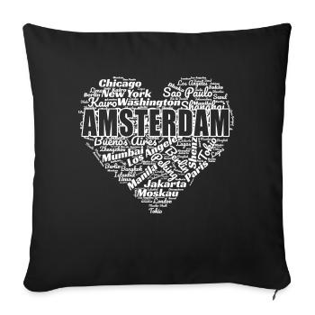 AMSTERDAM - Housse de coussin décorative 45 x 45 cm - noir - Devant