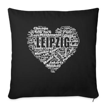 LEIPZIG - Sofa pillowcase 17,3'' x 17,3'' (45 x 45 cm) - black - Front
