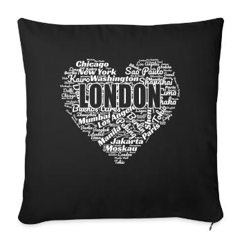 LONDON - Sofa pillowcase 17,3'' x 17,3'' (45 x 45 cm) - black - Front