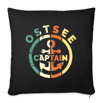 Ostsee captain retro Anker Meer Logo benutzt alt - Sofakissenbezug 45 x 45 cm - Schwarz - Vorne