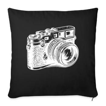 Appareil photo vintage dessiné - Housse de coussin décorative 45 x 45 cm - noir - Devant