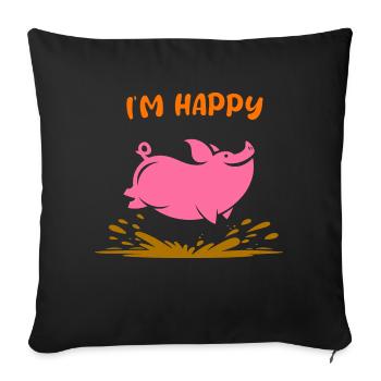 Smiling Pig - Sofa pillowcase 17,3'' x 17,3'' (45 x 45 cm) - black - Front