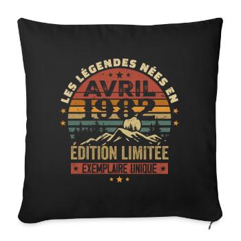 The legends were born in April 1982 gift 1982 - Sofa pillowcase 17,3'' x 17,3'' (45 x 45 cm) - black - Front