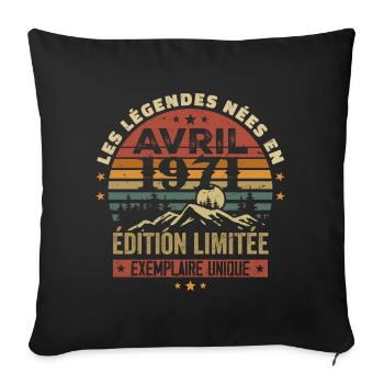 Les Légendes Sont Nées En Avril 1971 Cadeau 1971 - Housse de coussin décorative 45 x 45 cm - noir - Devant