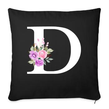Purple Floral Letter D - Sofa pillowcase 17,3'' x 17,3'' (45 x 45 cm) - black - Front