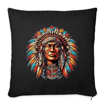 Amérindien Peau rouge d’Amérique - Housse de coussin décorative 45 x 45 cm - noir - Devant