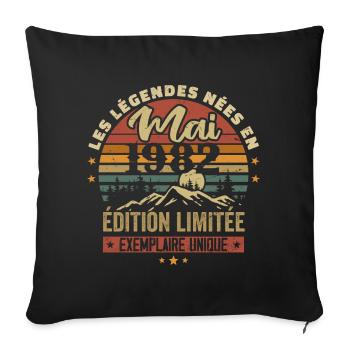 Les légendes Nées en Mai 1982 Cadeau 1982 Vintage - Housse de coussin décorative 45 x 45 cm - noir - Devant